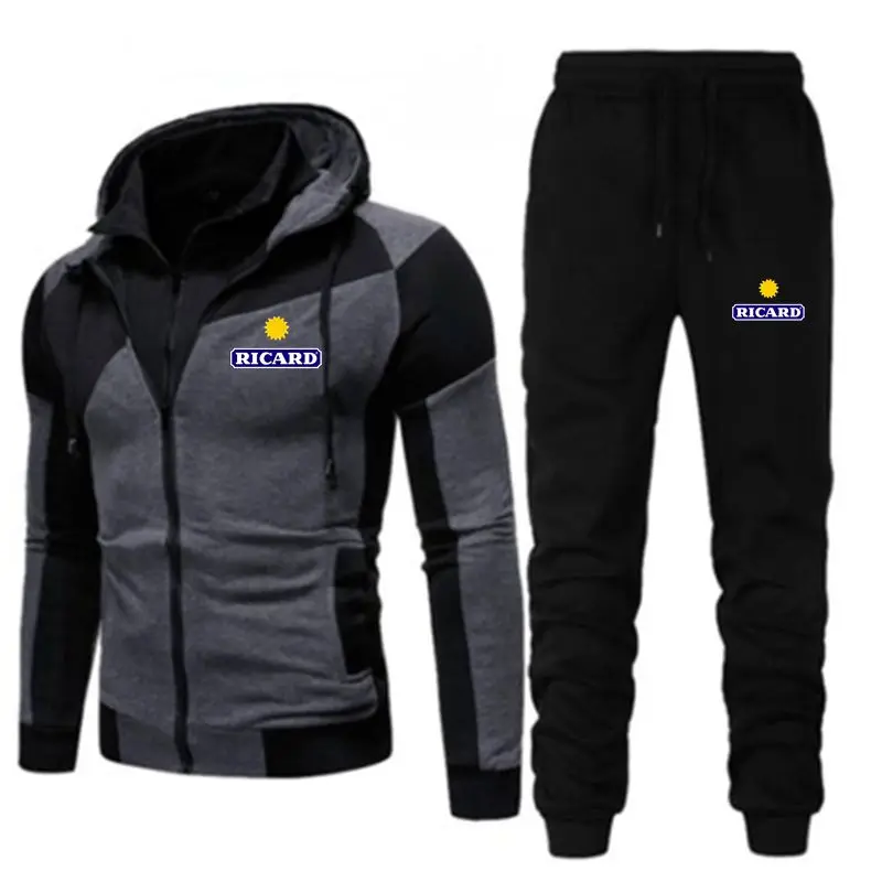 

2-Piece Hooded Tracksuit Set + Drawstring Track Pants Men's Hoodie Running Sports Ricard Men's Brand Fall Winter 2022