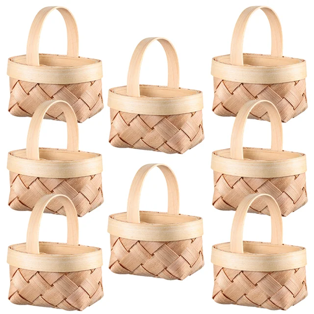 Mini Kosár Miniatűr Szövött Kis Virágház Kiegészítők Apró Kosarak Kézi Dekoráció - Image 6
