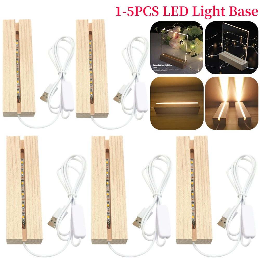 RectangleSolidBeechWoodenLEDBaseforResinLampAcrylicGlass