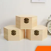Fashion Gift Box Simple Portable Diy Hexagon Shaped Wood Jewelry Box High Quality Convenient Wedding Holder Jewelry Display New 1
