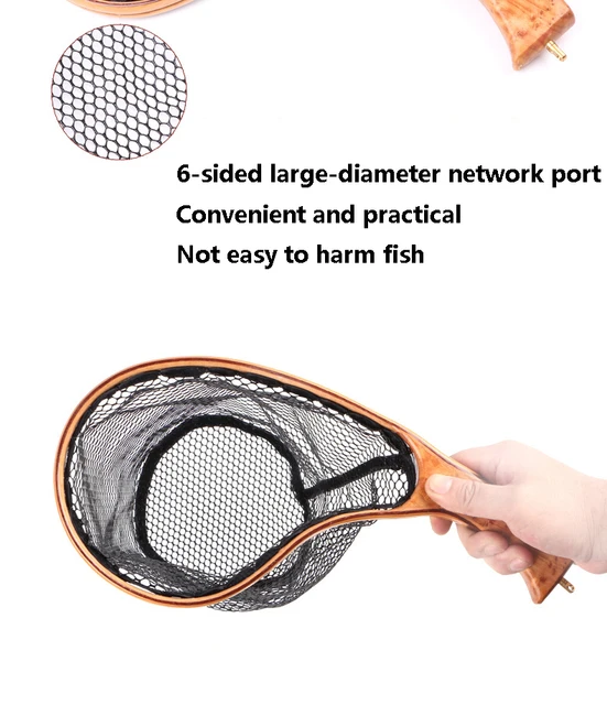 Small Mesh Nylon Weaving Fishing Net Wood Handle Hand-used Scrape