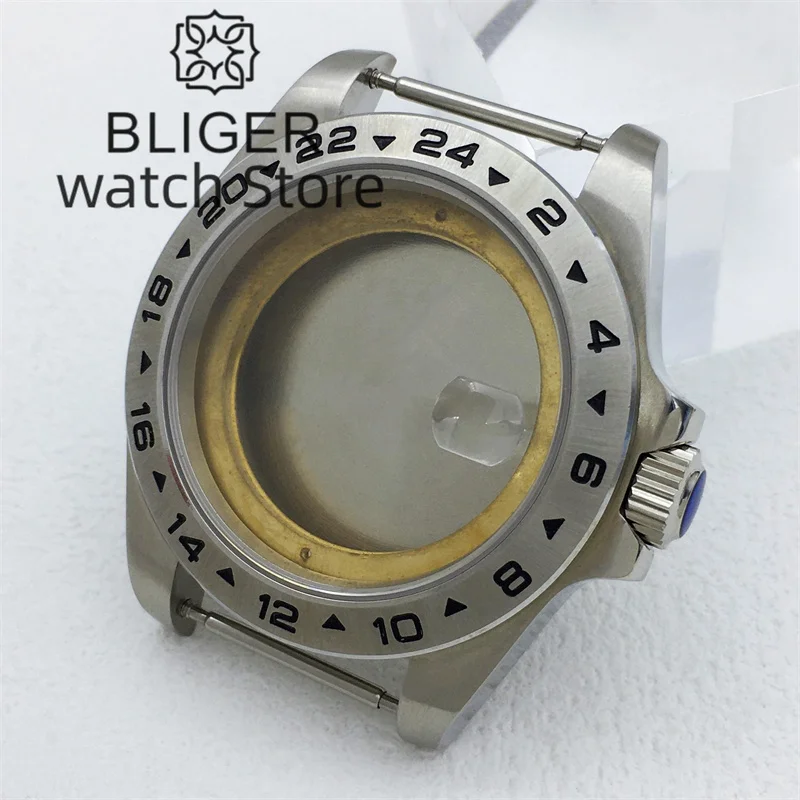 BLIGER 43mm Explorer 2 Case Solid Bezel Sapphire Glass Fit ETA2836