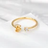 Tiny Initial Letter Rings For Women Stainless Steel Open Adjustable Initials A-Z Ring Aesthetic Wedding Jewelry bijoux femme