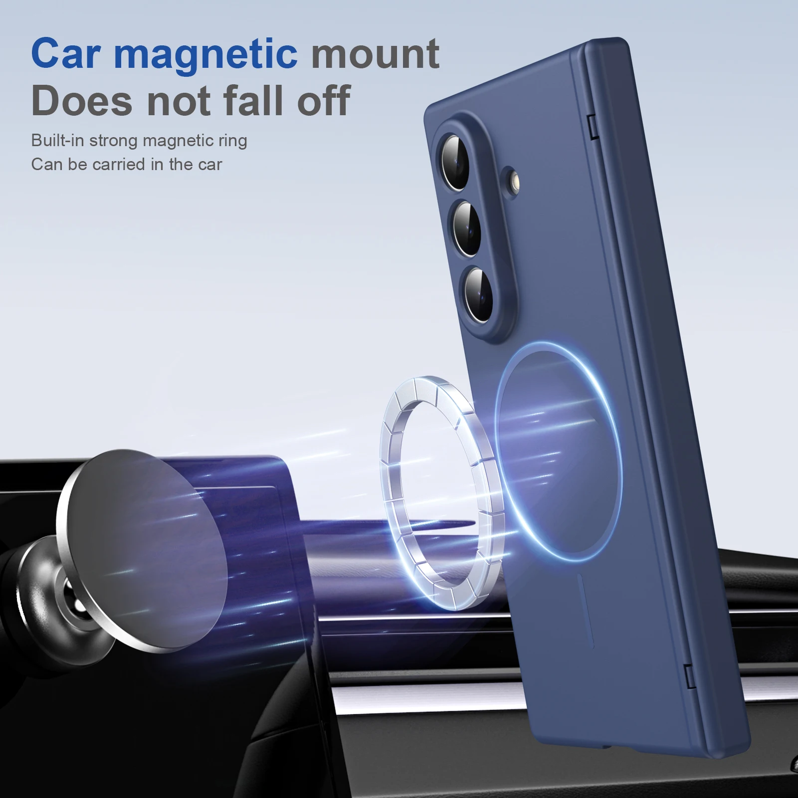 Hinge Protective Magnetic Shockproof Frosted Phone Case with MagSafe Compatibility