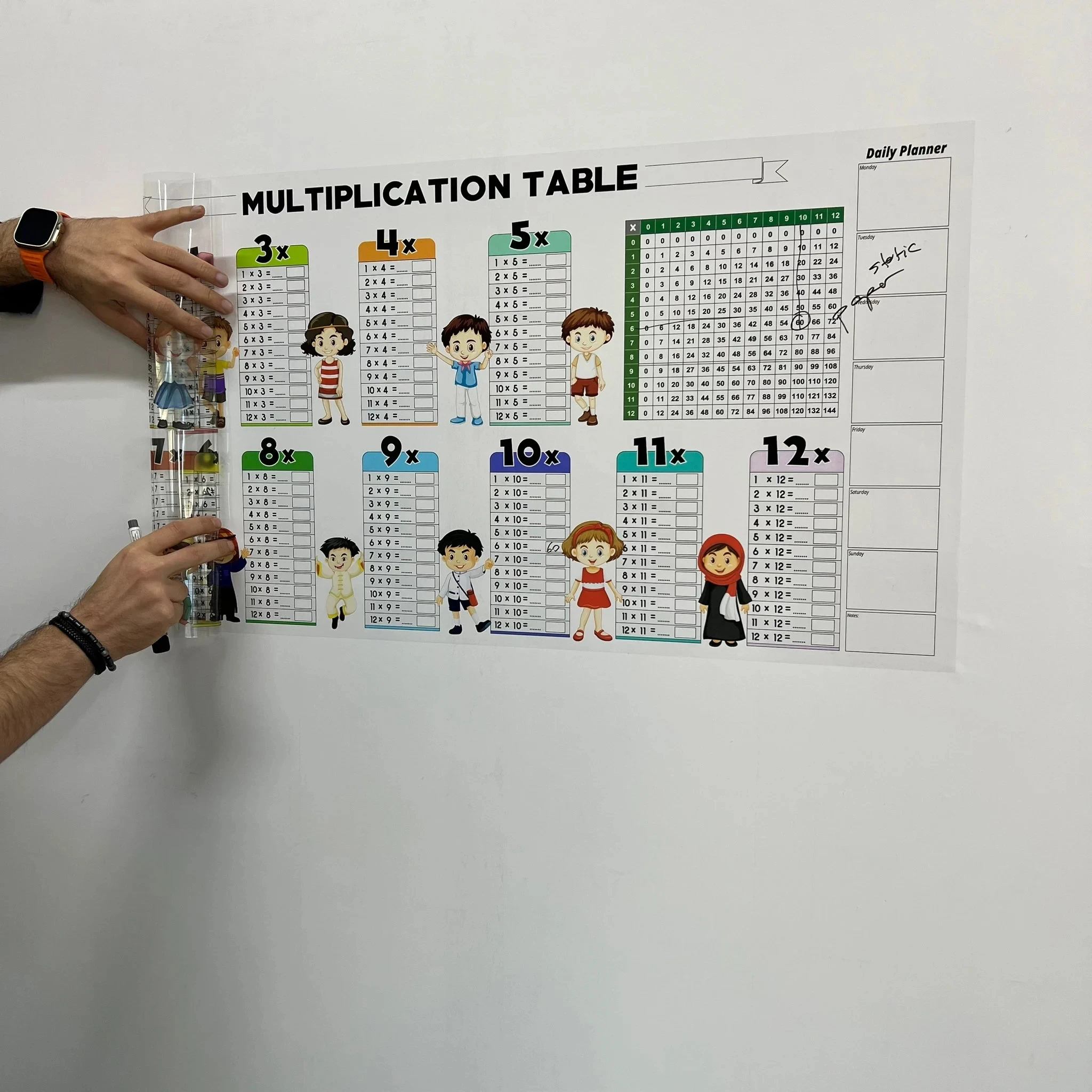 Dry erase multiplication table Educational Dry Erase Color Multiplication Kids Transparent Multiplication Table Reusable Colorful Mnemonics