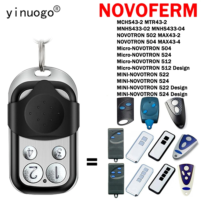 

NOVOFERM NOVOTRON 522 524 502 MAX43-2 504 MAX43-4 MCHS43 MTR43-2 Garage Door Opener Remote Control 433.92MHz Rolling Code