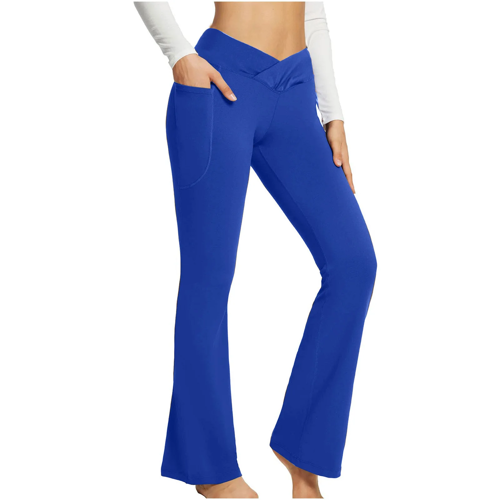 Quality Solid Color Casual Micro Flared High Waist Slim Fit Wide Foot Yoga Fitness Pants Women's Clothing 6