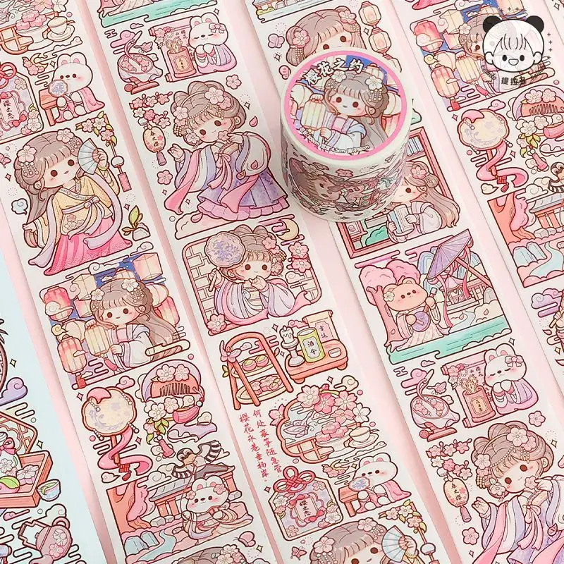 Telado Cherry Blossom Appointment Hand Tent Adhesive Tape Special Oil Sticker  Painting Whole Roll Cute Material Sticker 3M 6