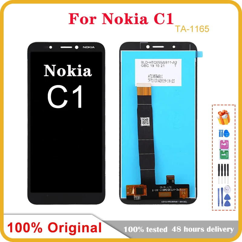 5.45 "Originale Per Nokia C1 Display Lcd Touch Screen Digitizer Assembly Sostituzione Per Parti Di Riparazione Lcd Nokia C1 Ta-1165