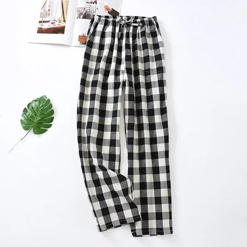 

Home Cotton Seasons With Women Pijamas for Pants Thin Four Side Trousers Woven Casual Long Sleepwear Pockets