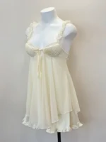Pyjama Sexy en dentelle à volants pour femmes, avec coussin de poitrine, bretelles, robe de nuit, Lingerie, nouvelle collection 2023 1