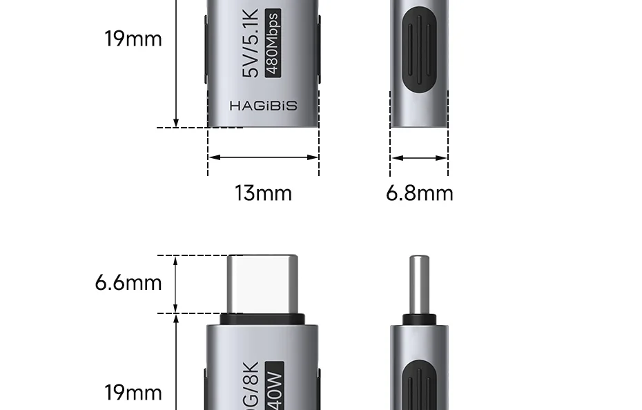 Hagibis USB-C Charging Adapter with 5.1K Pull-Down Resistor