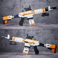 1548PCS Technical Golden AK47 M4A4 AWP P90 Gun Model Building Blocks with Motor Set Weapon Bricks Toys Gift For Children Kids 2