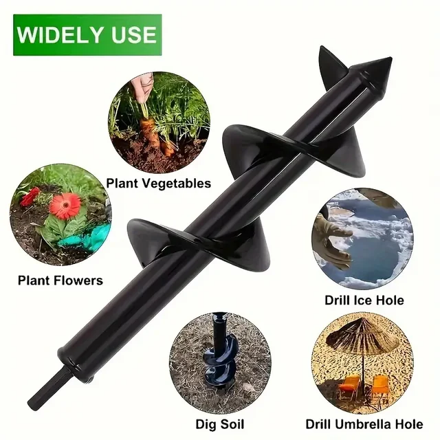 Garden Auger Spiral Drill Bit Gardening Flower Planter Earth Drill Planting Hole Digger Tool Loose Soil Drill Bit Accessories 3