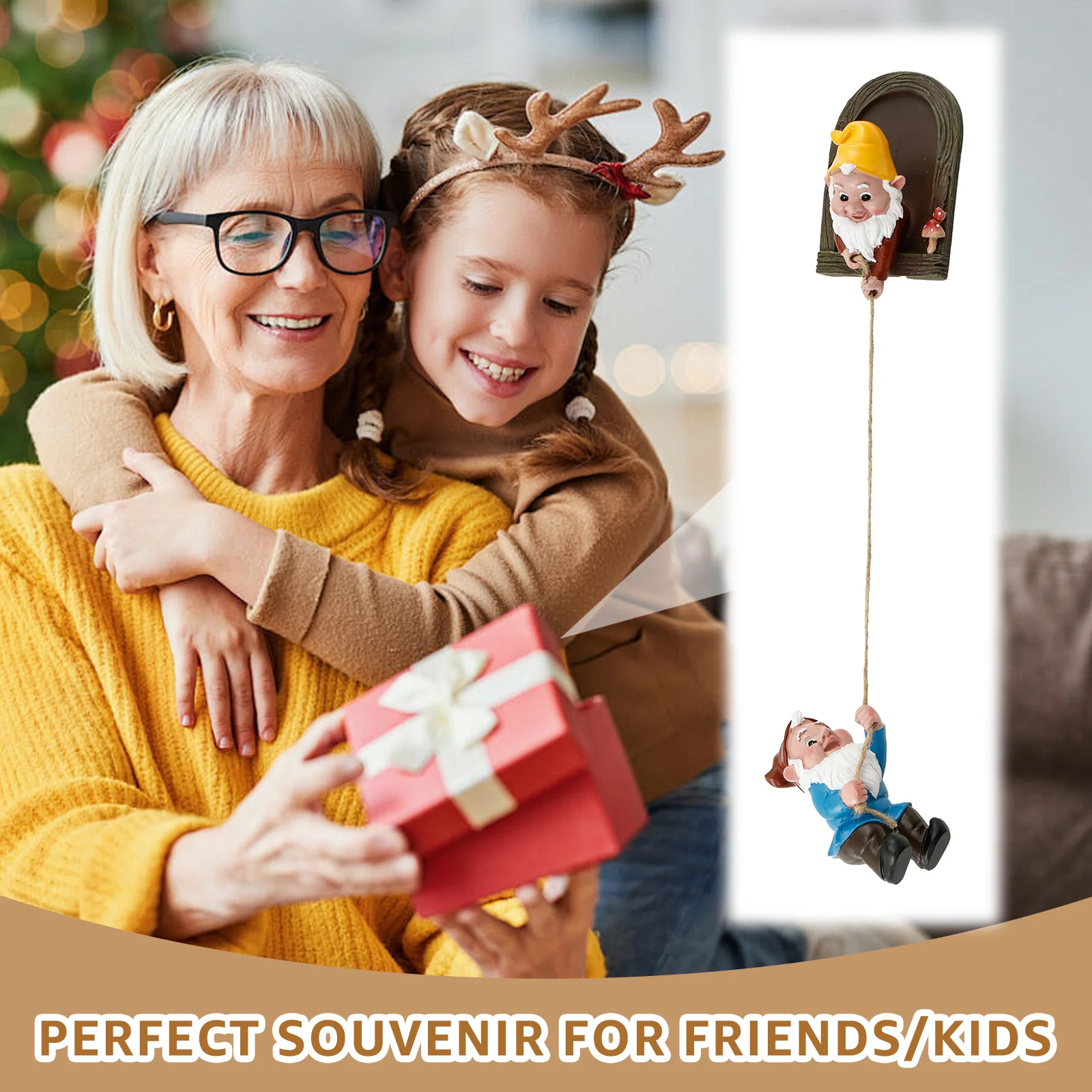 Mini Garden Gnome Statue Resin Climbing Gnomes Tree Face Decor Outdoor Lawn Creative Gnome Statue Home Decoration Accessories