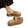 Women's Roman Style Thick Heel Anti-Slip Wear-Resistant Sandals PVC Bottom Flat Sandals Beach Slippers Enhanced Height Ladies Sl