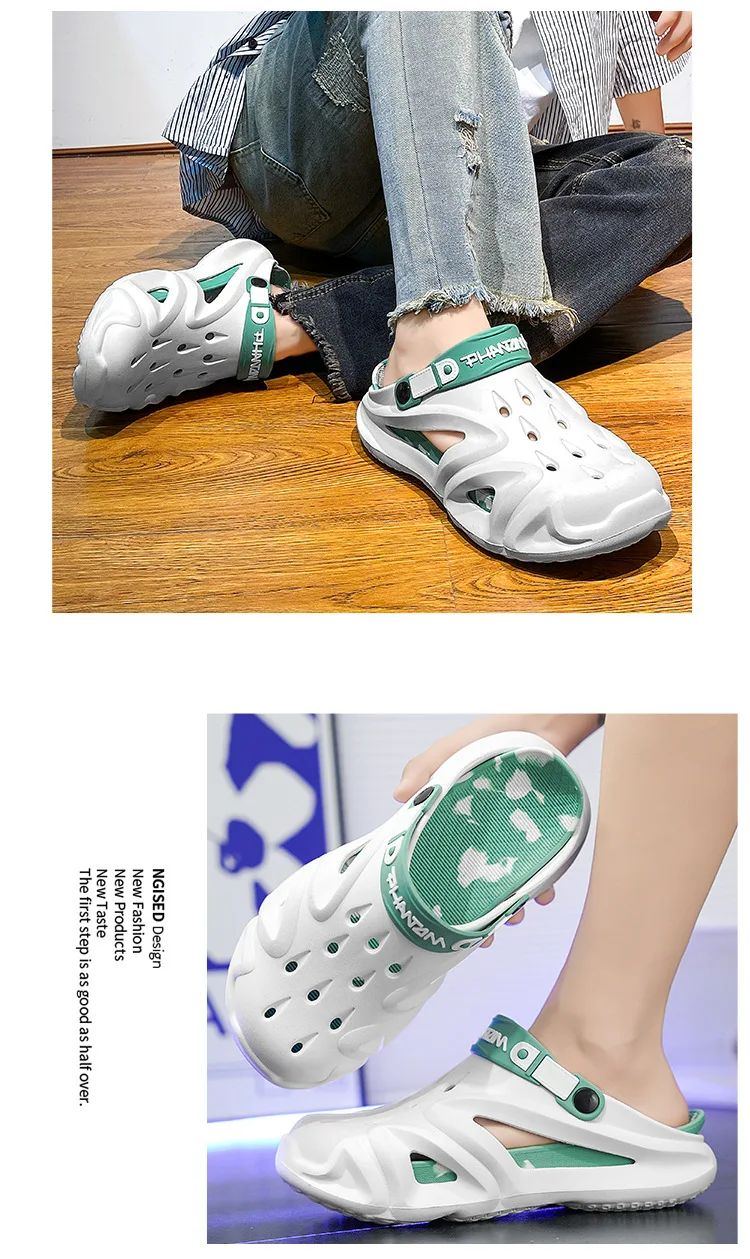 جديد 2025 قباقيب رجالية صنادل صيفية شباشب رياضية شخصية مانعة للانزلاق للشاطئ سميكة القاع نمط جديد أحذية رجالية