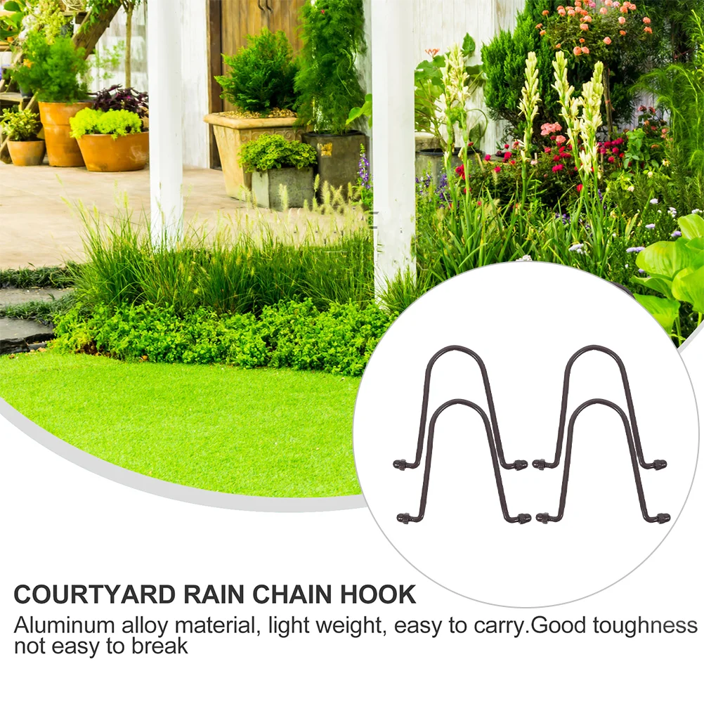 4 Pcs Rain Chain Hook Hooks Accessories Garden Hangers for Gutter Iron Parts Downspout