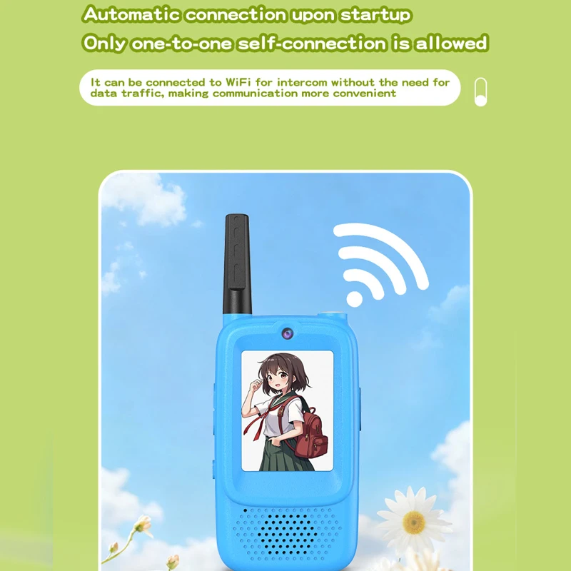 Kids Video Walkie Talkie with 2" HD Screen USB-C Rechargeable One-Click HD Call Intercom For Children Boys Girls Technology Gift
