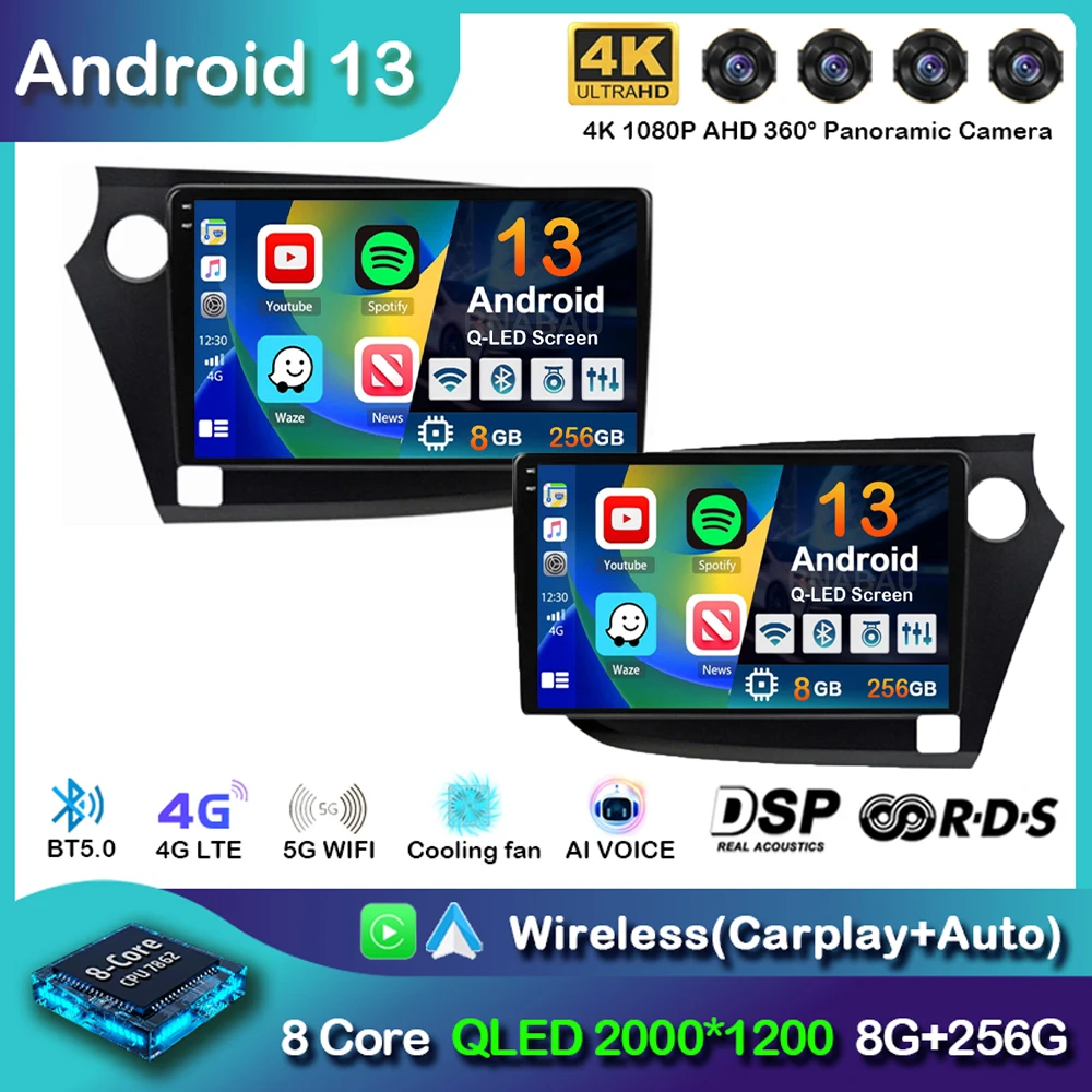 

Android 13 Carplay Auto Car Radio For HONDA INSIGHT 2009 2010 2011-2013 2014 Multimedia Player Stereo Navigation GPS 2din DVD BT