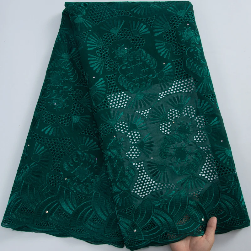 

Pure Green Swiss Voile Lace Fabric 2023 African Embroidered Cotton Lace Fabric Nigerian Dry Lace Fabric For Women Party A3217
