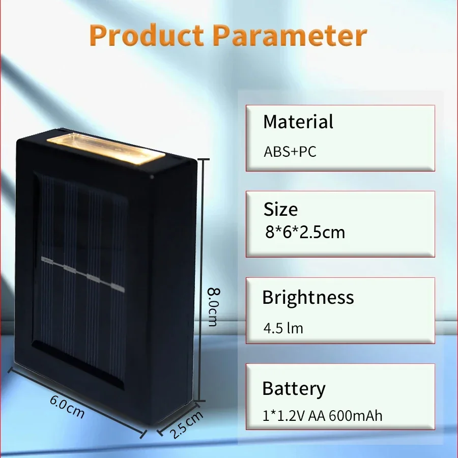 Enhanced Solar Wall Lamp - Waterproof Dual-Directional Outdoor Lighting for Garden and Landscape Decor
