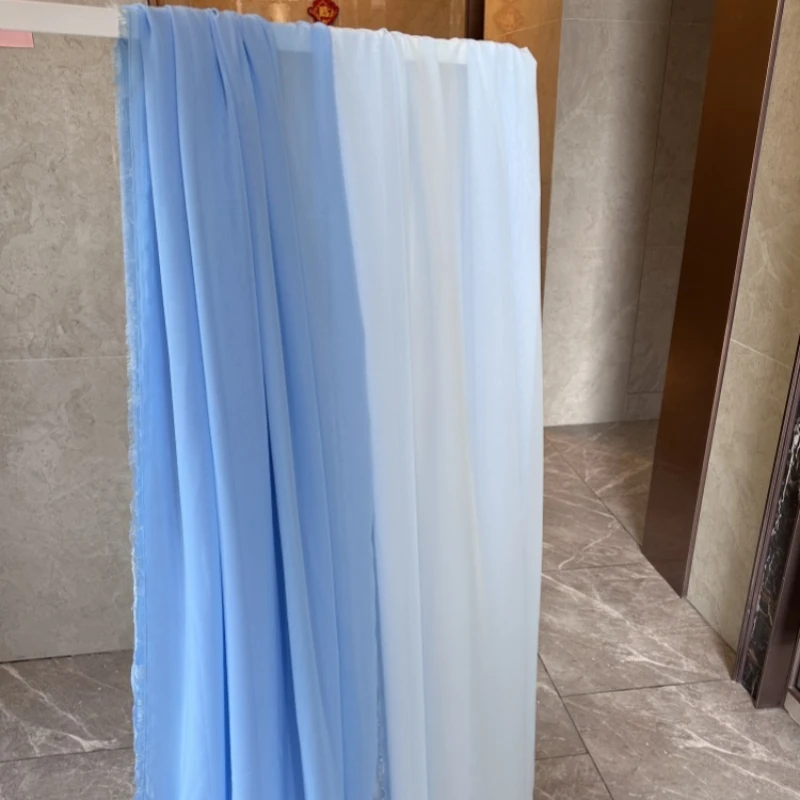 1/3/5/10Meter Micro Transparent Chiffon Dress Wedding Gauze Mantle Wedding Festival Party Scene Arrangement Mesh Blue Series