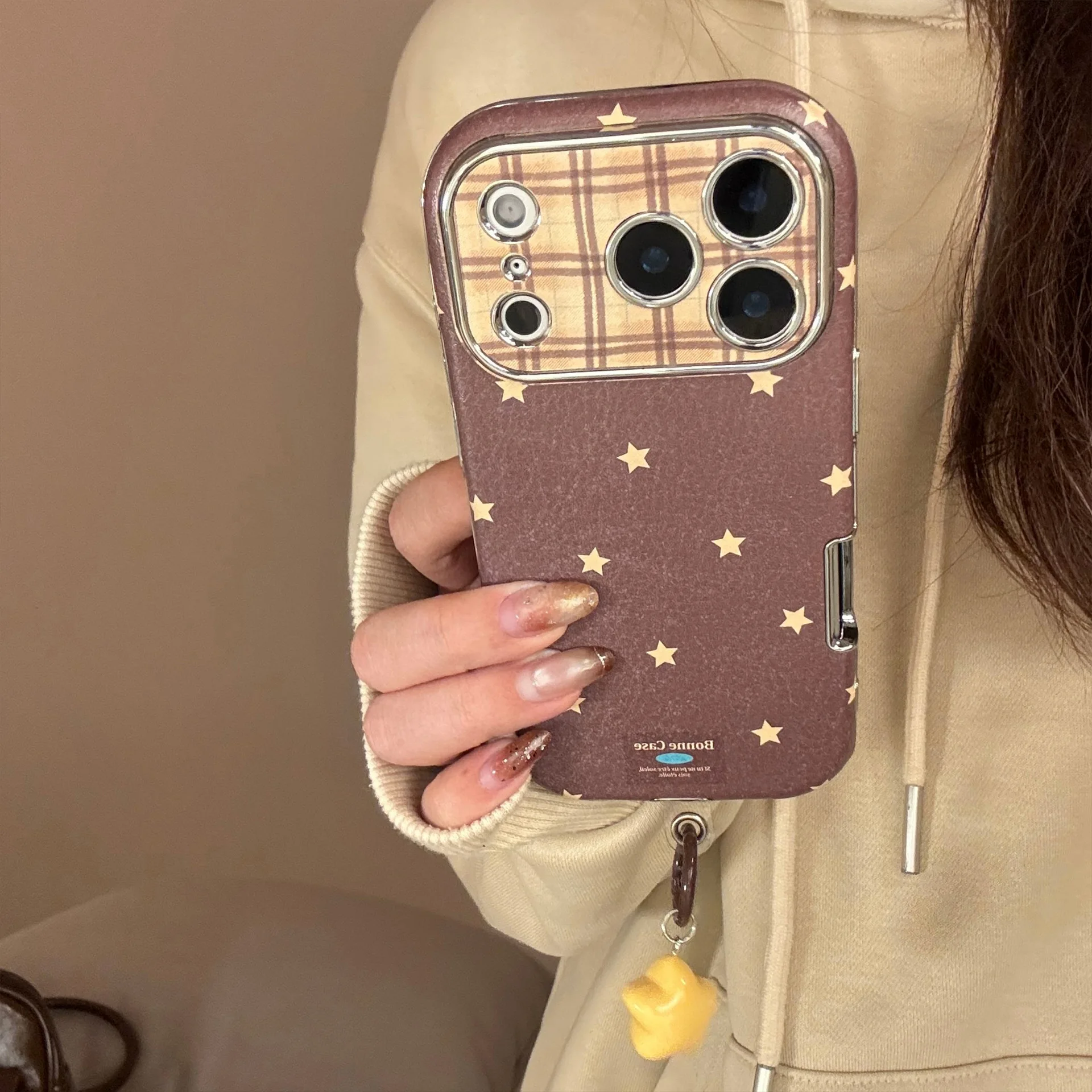 Korean Retro Stars Plating Leather Case image 17