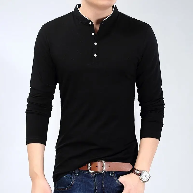 

Fashion Long Sleeve T Shirt For Men Thin Polo Shirts Spring Autumn New Slim Tees Korean Male Clothes New Business Casual Tops