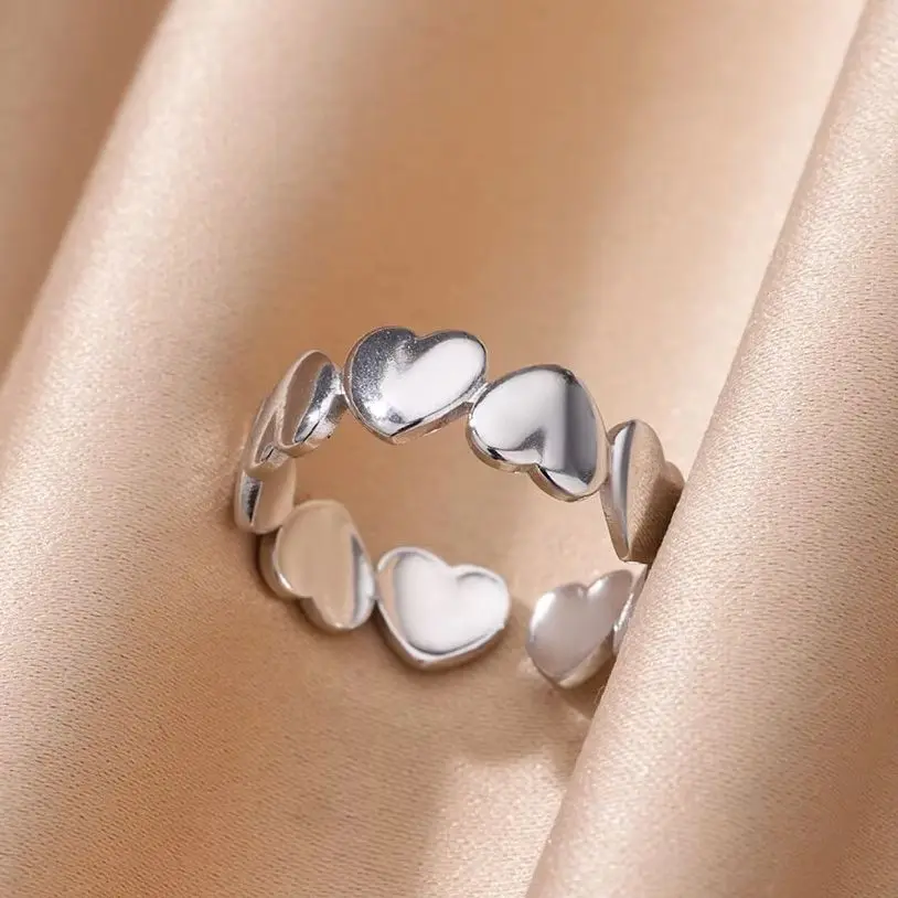 Heart Rings For Women Gold Stainless Steel
