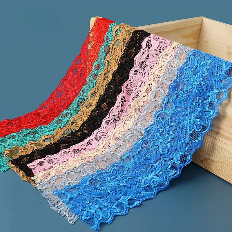 2Meters/lot 8cm Multicolor Elastic Hollow Lace Apparel Sewing Fabric Lace Ribbon DIY Clothing Dress Underwear Accessories lace ribbon lace fabric lace sewing accessories lace sewing supplies lace accessories lace garment accessories clothing craft accessories
