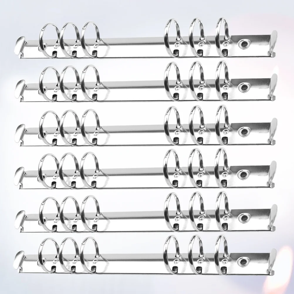 

6 Pcs Adhesive Binder Clips Loose Leaf Book Office Binders DIY Rings Metal File Folder