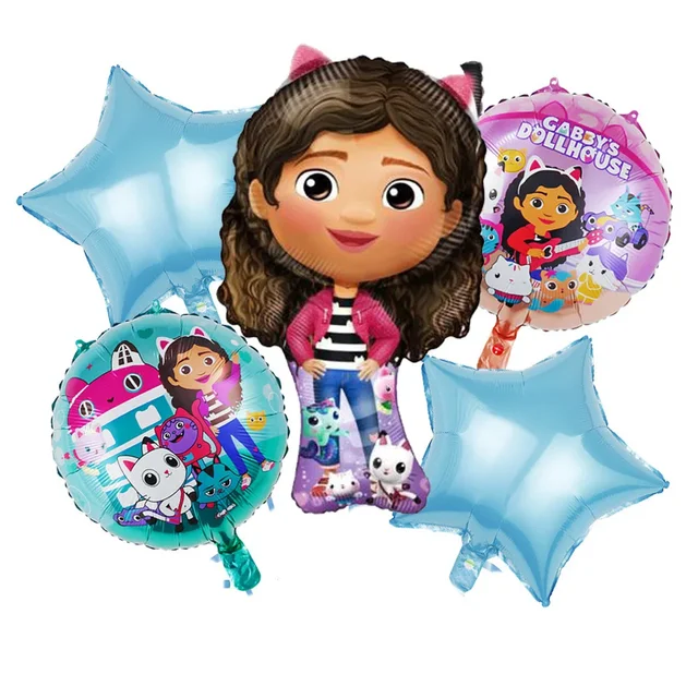 Décoration de fête d'anniversaire pour enfants, 5 pièces, maison de poupée Gabby, thème maison de poupée Gabby, ensemble de ballons en Film d'aluminium, Star Globos 3