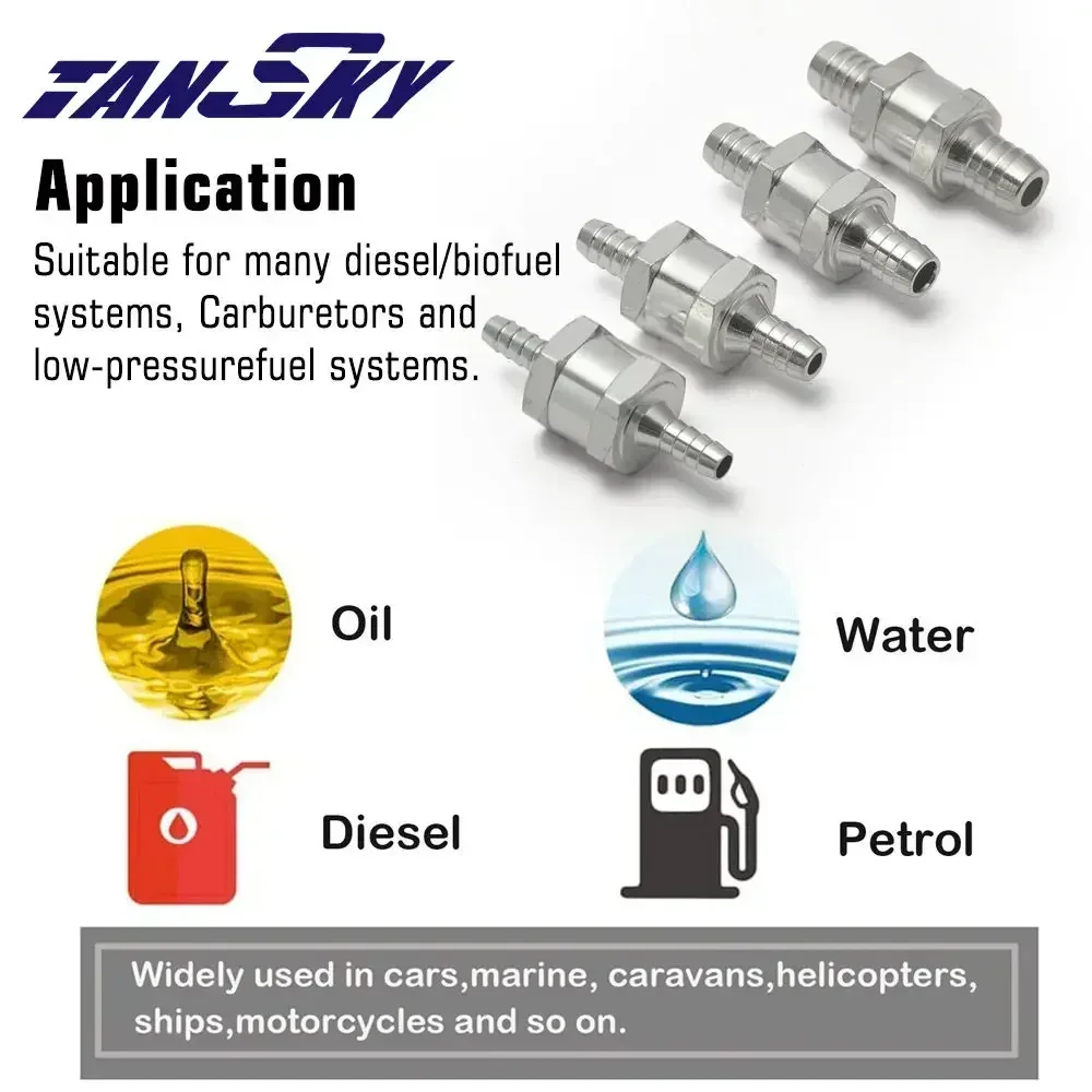 TANSKY Aluminium Alloy One Way Check Valve Fuel Non Return Check Valve Petrol Diesel Oil Gas EPAA22G01KM