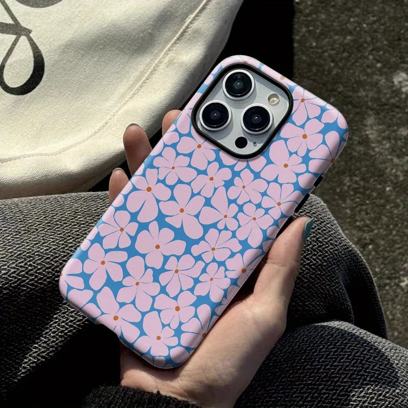 Luxury Purple Flowers Stylish Double-Layer Back Cover Phone Case