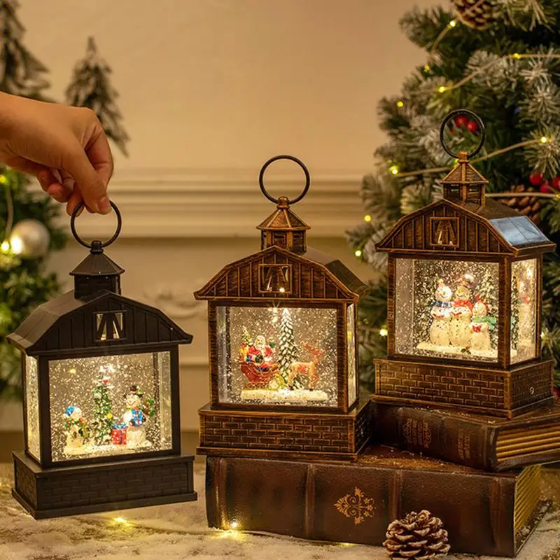 Lanterne Boule à Neige De Noël Musicale - Veilleuse, Boîte à Musique Vintage - Décoration De Noël Lumineuse - Grand Modèle - 10