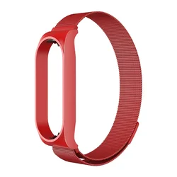 Stylish Milanese Loop Stainless Steel Magnetic Bracelet Wristband Strap - Mi band 6 (6 red)