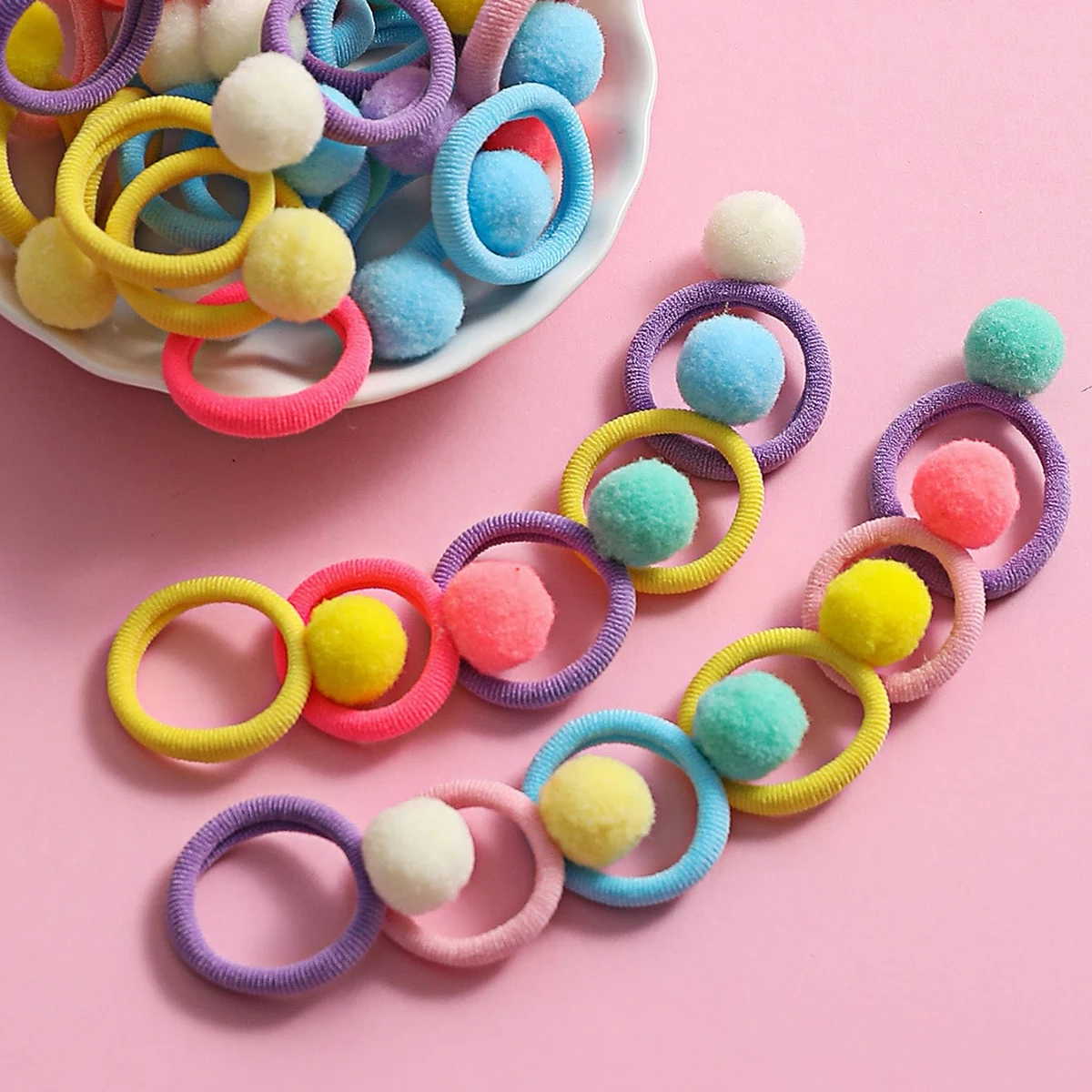 Lot De 20 Chouchous élastiques Pour Cheveux – Oreilles De Lapin Enfant – Couleurs Assorties