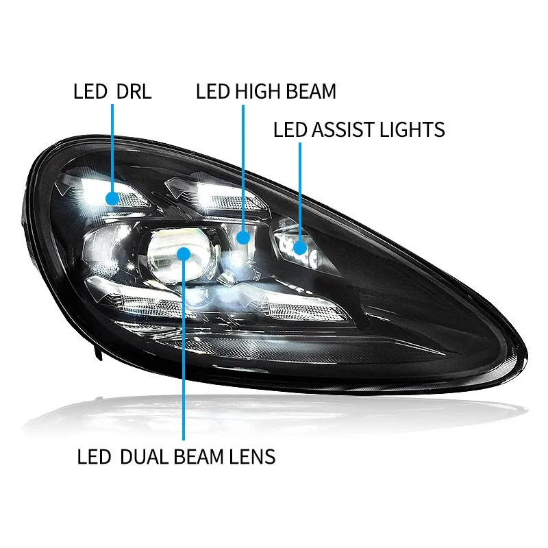포르쉐 카이엔 LED 헤드라이트 프로젝터 렌즈용 자동차 조명, 2011-2014 전면 DRL 매트릭스 LED 헤드 램프, 자동차 액세서리
