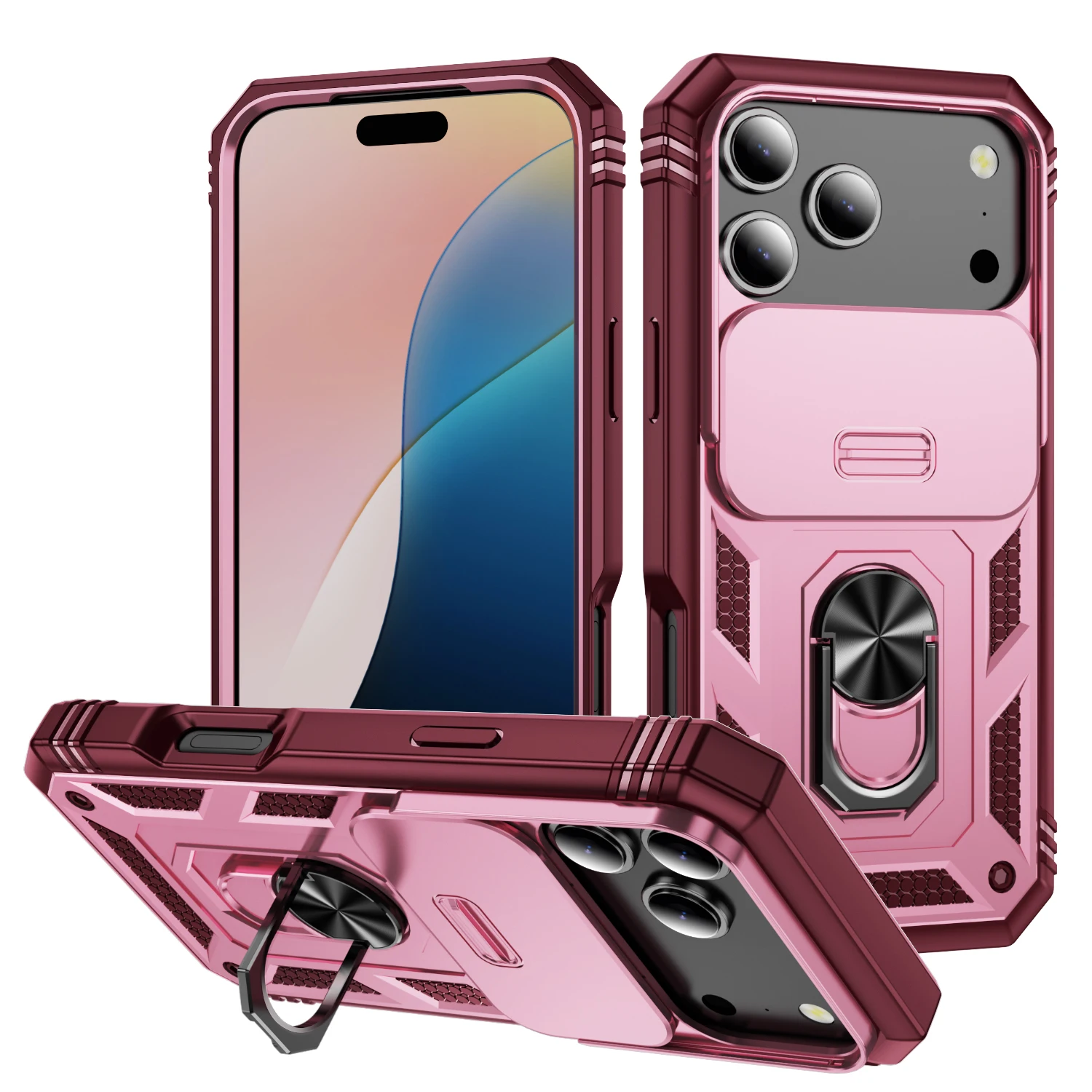 Heavy Duty Phone Case with 360-Degree Kickstand and Camera Protection