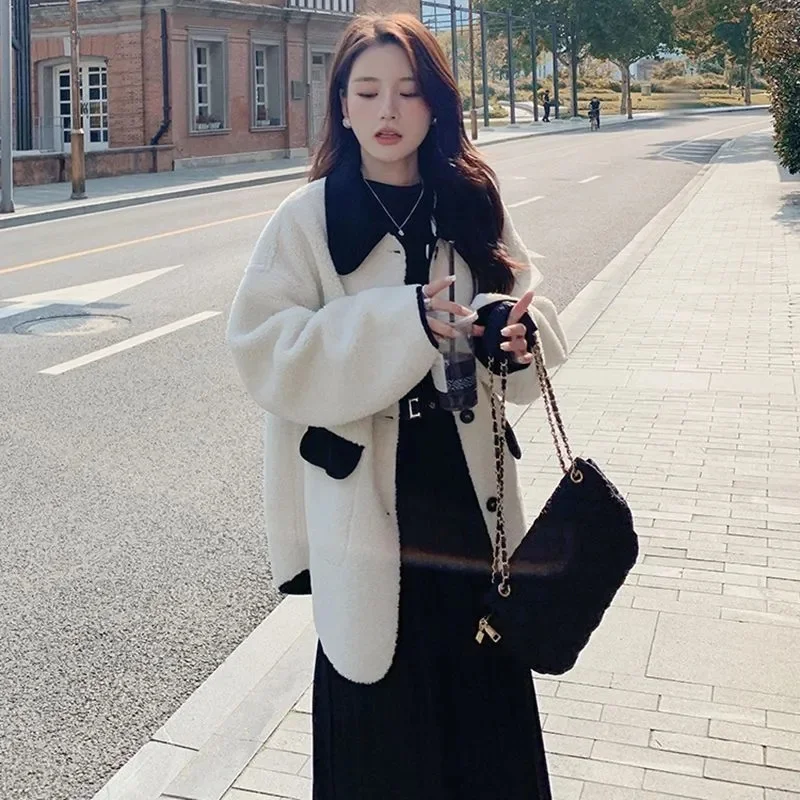 Wearing A Small Fragrant Lamb Fur Coat On Both Sides For Women's Autumn And Winter 2023 New High-end Fashion Commuter Coat P259