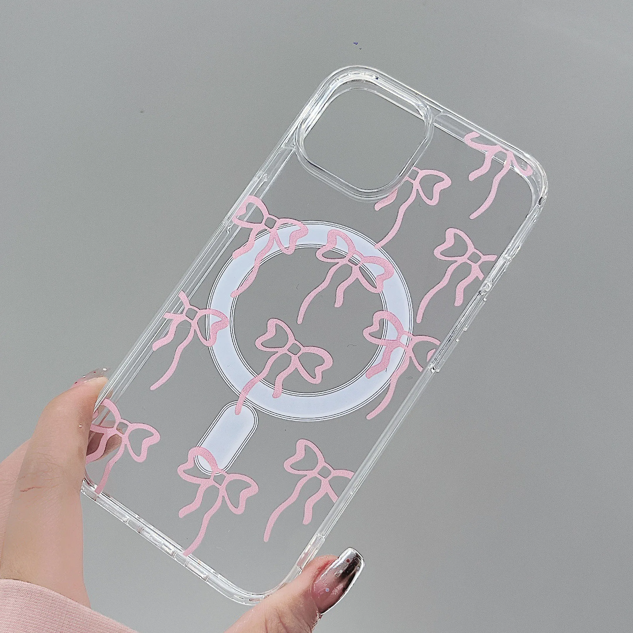 Ins Cartoon Cute Pink Bow Butterfly Guscio Magnetico Per Iphone 15 11 12 13 Promax 14 Pro Max Jane Phone Case