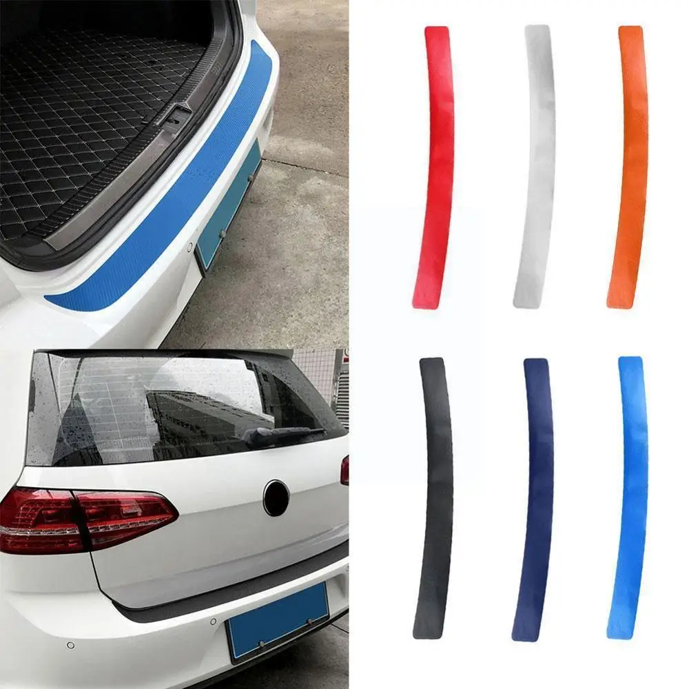 

Universal Rear Trunk Guard Plate Sticker Car Rear Bumper Carbon Film Anti-Kicked Strip 3D Fiber Trim Scratch Sticker Protec U9H4