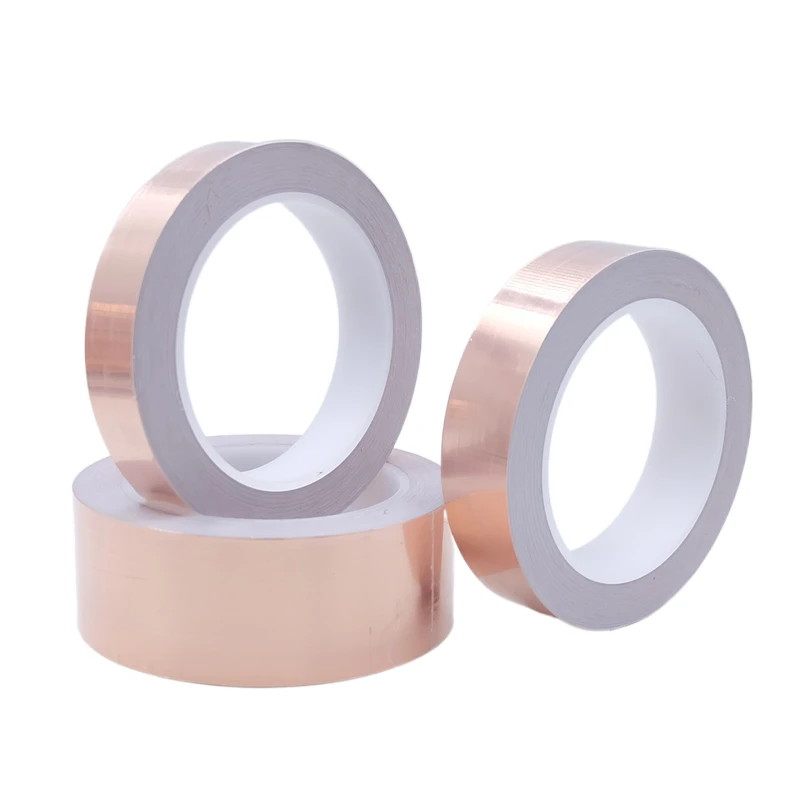 10/20/50M Copper Foil Tape Adhesive Single Double Sided Conductive Snail EMI Shielding DIY Circuit Electrical Repair Tapes