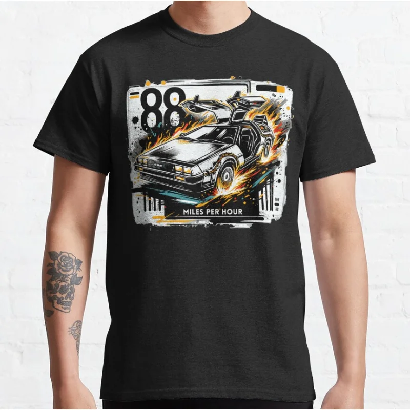 80er-Jahre-Vintage-Science-Film „Zurück in die Zukunft“, 88 Meilen pro Stunde, Delorean-Zeitmaschine, grafische T-Shirts, große Größe für Erwachsene, S-6XL