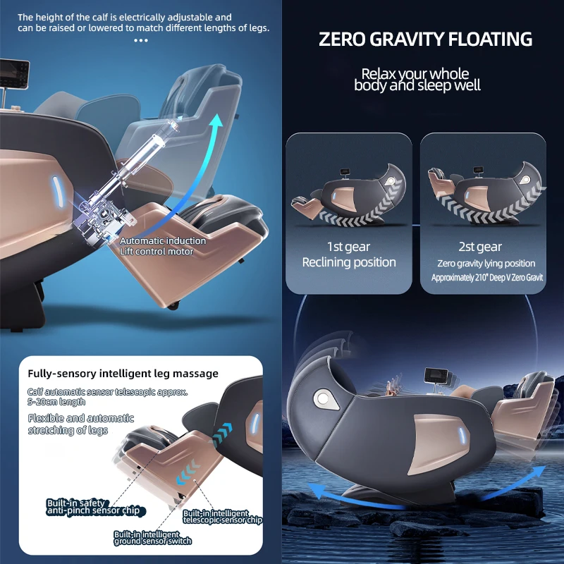 3 Year Warranty Dual-core 4D SL-Track Zero Gravity full body Massager Chairs Home 3D Office Electric leg lift Massage Sofa 6