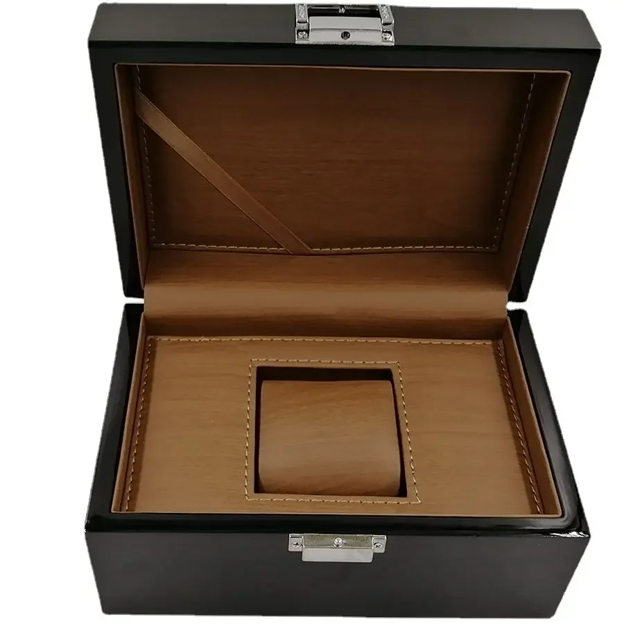 Premium wooden watch box with lacquer finish and soft cushion interior – ideal for storage or gifting, includes free shipping in Singapore.