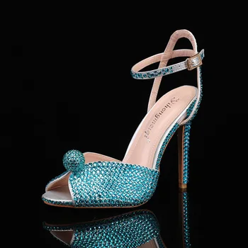 Fashion High Quality Wedding Shoes Women Pearls Studs Luxury Peep Toe White High Heels Buckle Designer Woman Sandal 43 Zapatos 1
