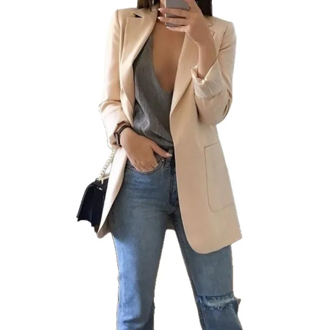 Frauen Europäische Amerikanische Mode Casual Polo Neck Slim Fit Strickjacke Frühling Herbst Temperament Mantel 2025 – Detail 13