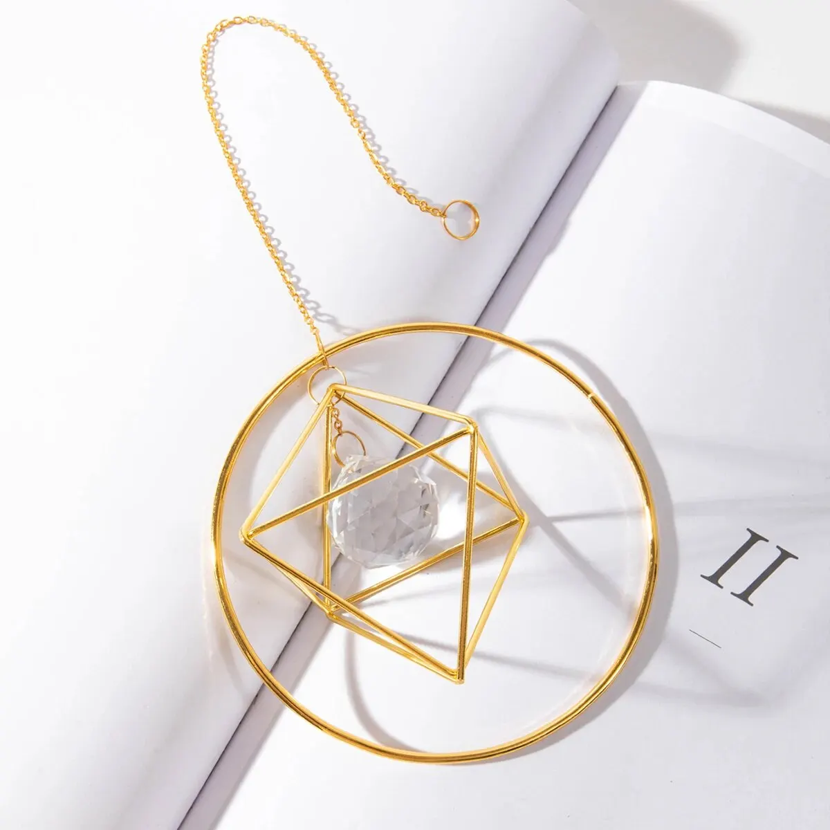 Sun Catcher 1 Pc Gold Air Frame Crystal Suncatcher Wind Chime Hanging Indoor Outdoor Garden Lighting Ornaments Wedding Party Decoration
